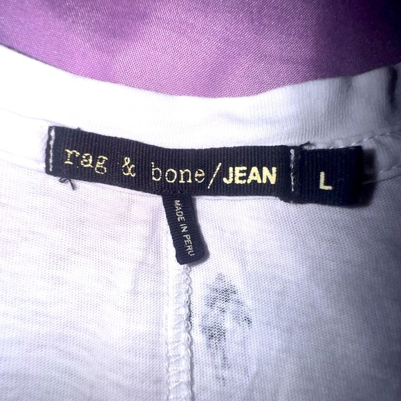 Rag & Bone White Tee with Black Palm Trees. Size fitted Large. EUC - Picture 8 of 9